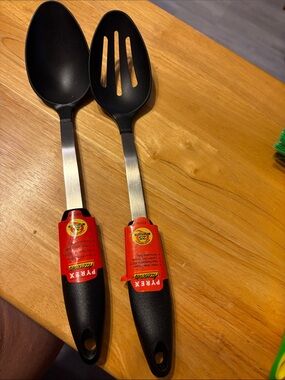 Pyrex Red and Black Slotted Serving Turner